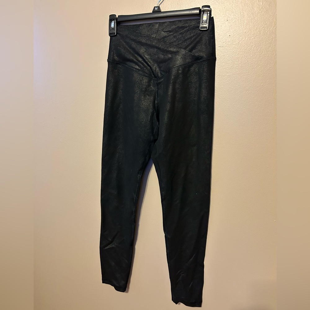 Aerie Crossover Black Leather Look Leggings